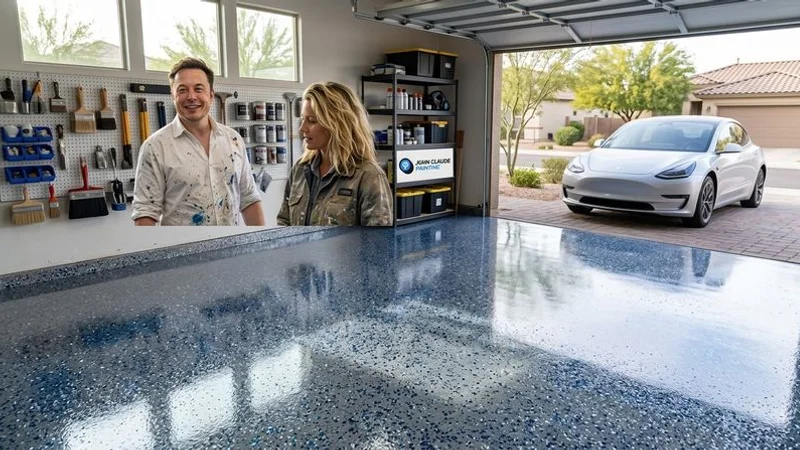 Metallic epoxy garage floor in a Tempe home garage