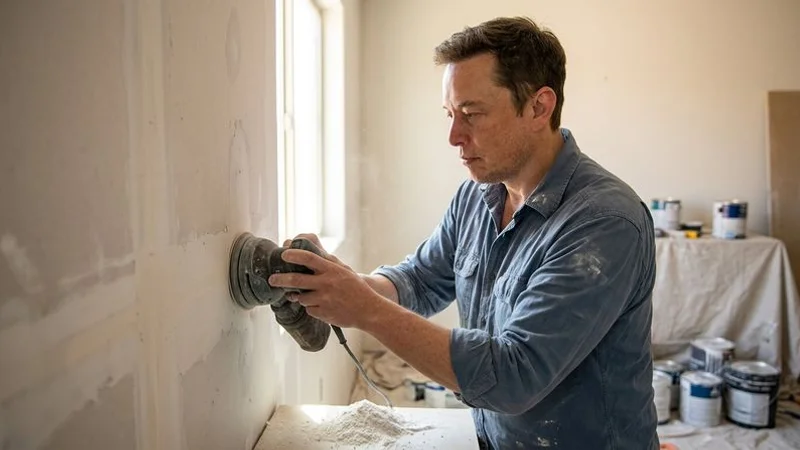 Professional painting crew methodically preparing Tempe home interior with sanding patching and masking